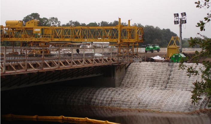 articulated concrete block design for bridge abutment