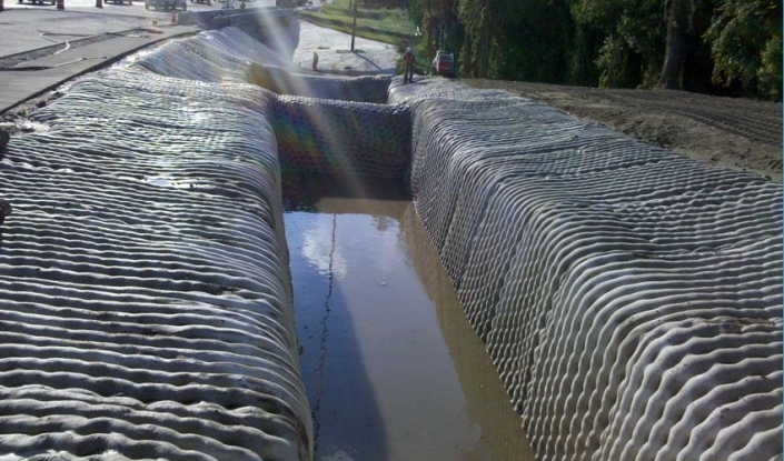 fabric formed concrete protecting spillway downchute