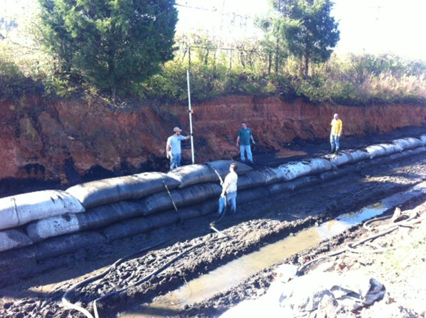 grout bags being installed as an alternative to gabions 